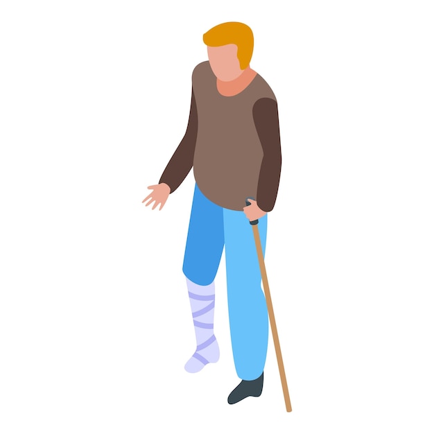 Man bandage leg icon Isometric of man bandage leg vector icon for web design isolated on white background