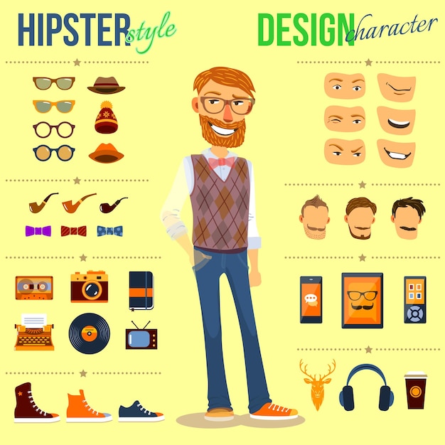 Man Design Character Hipster Style Vector