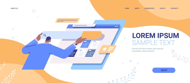 man developer creating website ui interface landing page