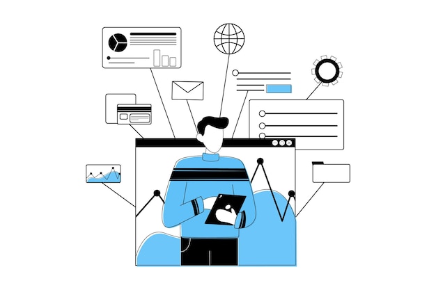 man holding phone and reading data