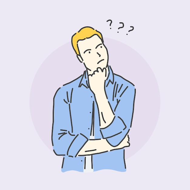 Man is thinking with Question mark