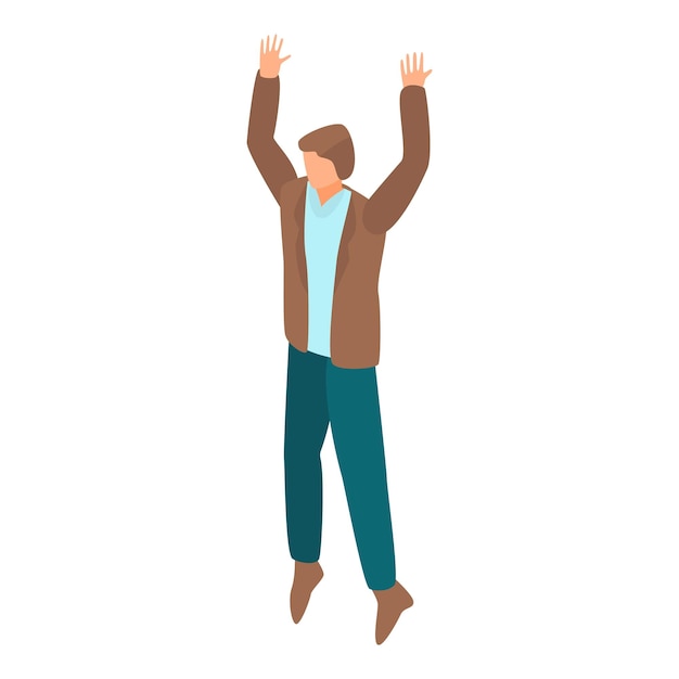 man jump happy icon isometric of man jump happy vector icon for web design isolated on white background