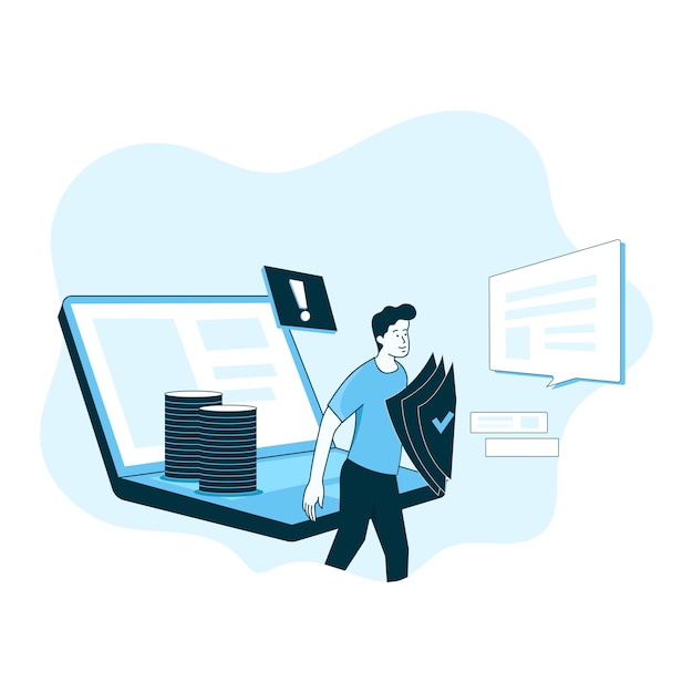 Man protecting Data, security data Personal data security Global data Security