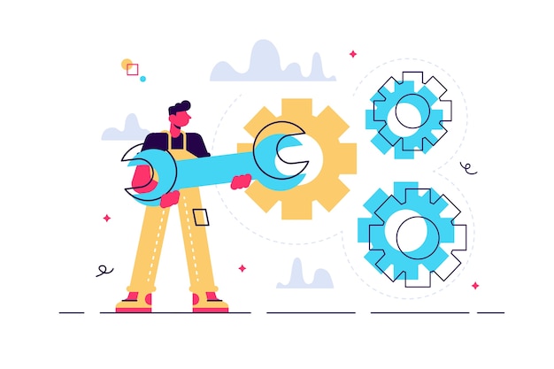 Man repairing gears illustration