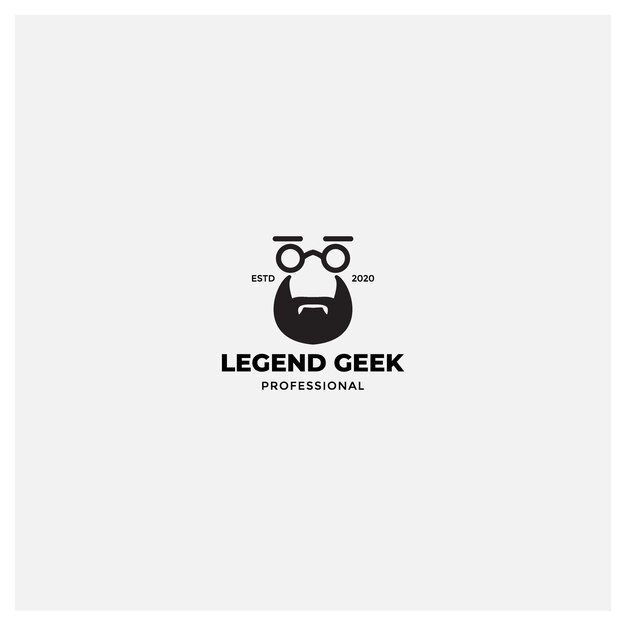 Man smart geek with beard icon mascot logo design