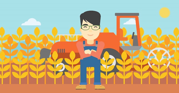 man standing with combine 