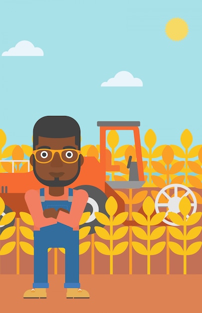 man standing with combine 