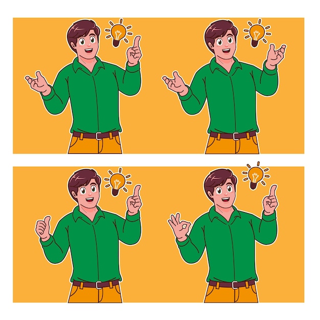 man thinking and finding solution with light bulb symbol