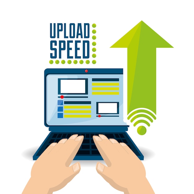 Man using the computer and upload files