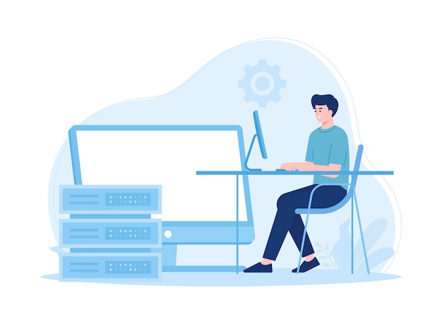 manage big data online trending concept flat illustratiuon