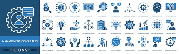 Management Consulting icon Strategy Analysis Business Transformation Process Improvement