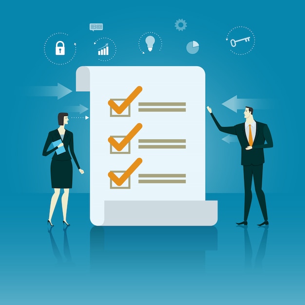 Manager checklist. Business Concept of success Vector Illustration.