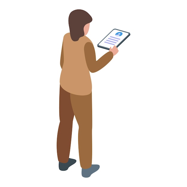 Manager client know icon isometric vector Customer document Process trust