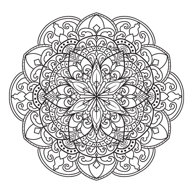 Mandala cho sách tô màu. Hình trang trí tròn. Mẫu hoa văn trị liệu giảm căng thẳng.