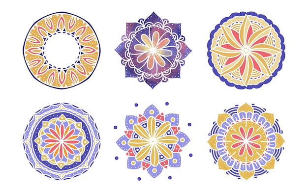 Mandala color design set element for pattern greeting diwali festival