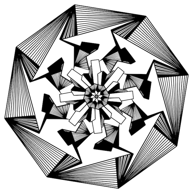 Mandala hình học trắng đen