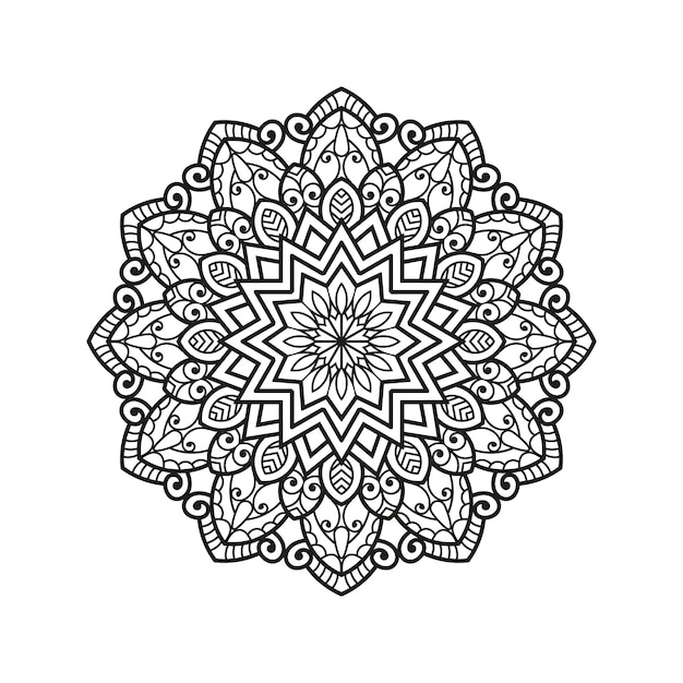 Mandala trang trí cho Mehndi, đám cưới, hình xăm, đạo Hồi. Hoa văn vẽ tay. Trang sách tô màu.