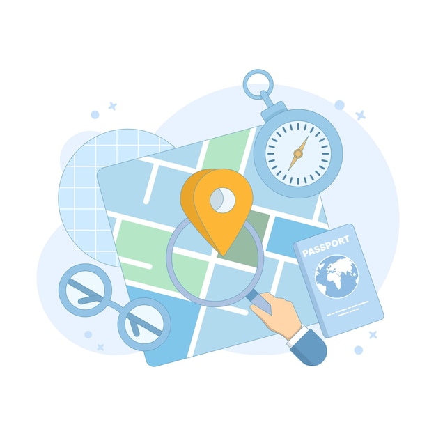 map element with gps pointer marker icon showing navigation and location symbol