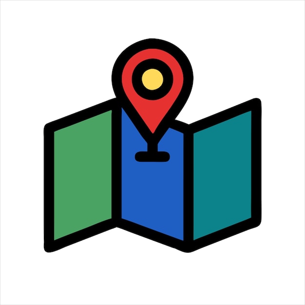 Map Location Icon with Blue Marker on White Background