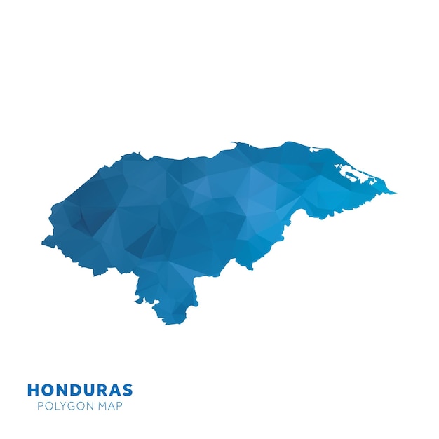 Map of Honduras Blue geometric polygon map