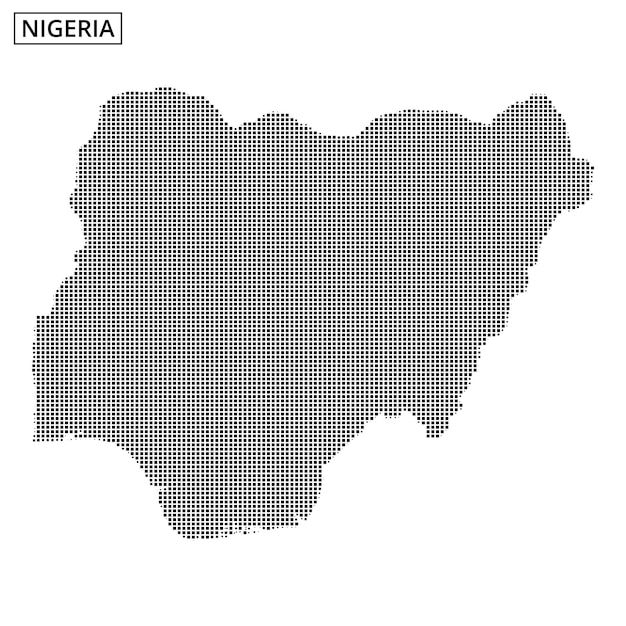 Map of Nigeria with a unique dot pattern showcasing geographical features