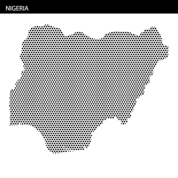 Map of Nigeria with a unique dot pattern showcasing geographical features