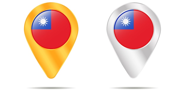 map of pins with flag of republic of china. on a white background. vector illustration