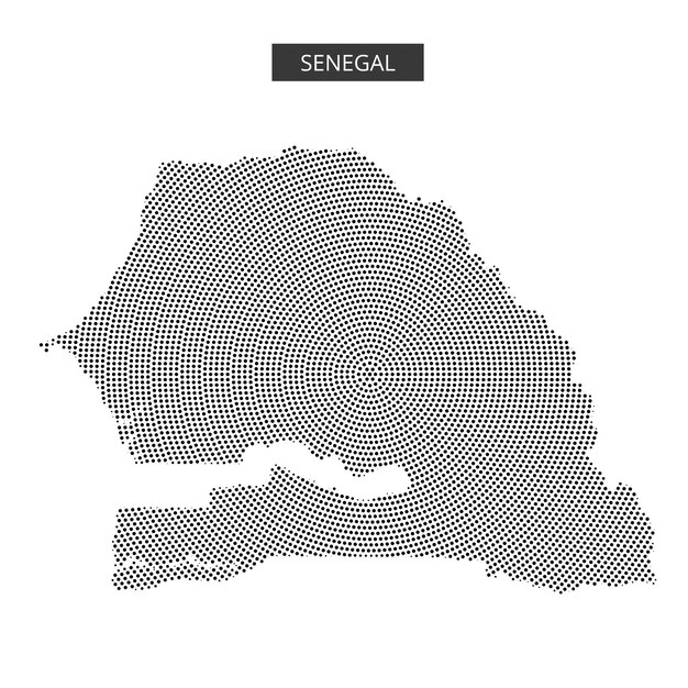 map of senegal with a dotted pattern highlighting geographical features