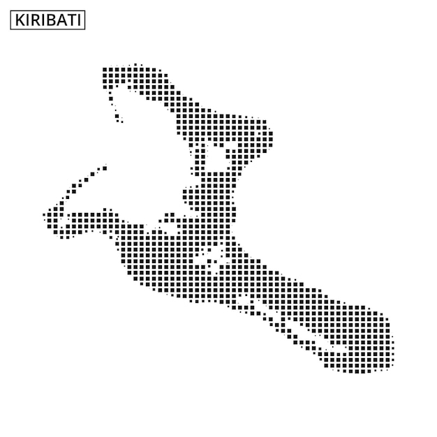Map outline of Kiribati with a dotted design representing islands