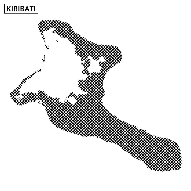 Map outline of Kiribati with a dotted design representing islands