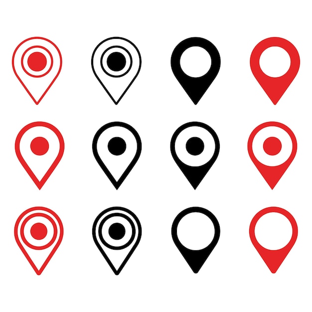 Map Pointer Pin Vector Icon Set Location icon set Flat icon set of location and map pins Map pin