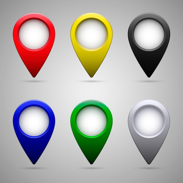 map pointers set vector isolated colorful illustration