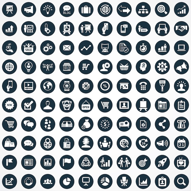 Marketing 100 icons universal set