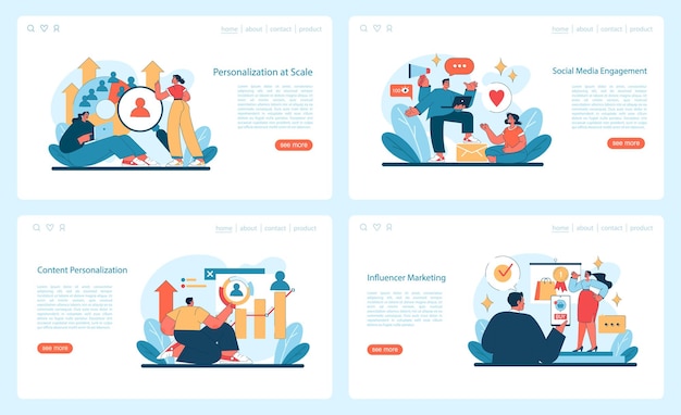 marketing set showcases the dynamic of social media engagement scalable content personalization and
