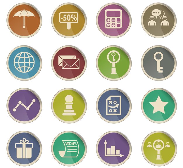 Marketing vector icons in the form of round paper labels
