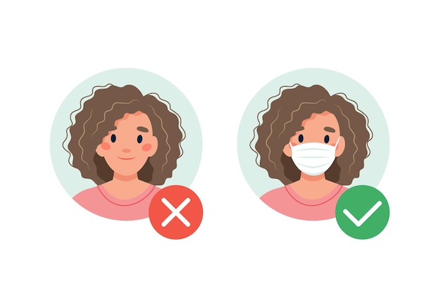 Mask required. No entry without wearing a mask. Woman with and without medical mask.