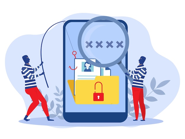 Mask Theft of personal phishing data on mobile stealing personal data Criminal spy phone identity