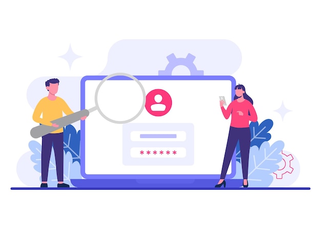 Mật khẩu truy cập an toàn minh họa phẳng vector mẫu thông tin bảo mật Bảo vệ tài khoản