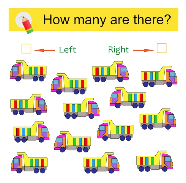 Math activity for kids Cartoon car Vector illustration