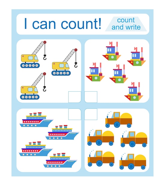 Math activity for kids I can count Vector illustration