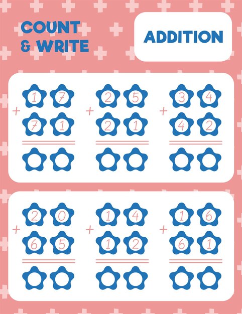 Math worksheet practice print page Double digit addition Column method Count and write