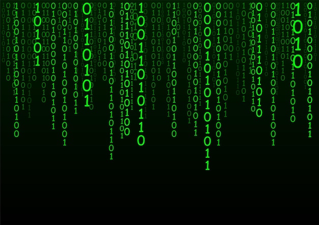 Matrix background Cyber security with binary code Rapidly falling randomly green numbers Decoding algorithms hacked software Big data visualization