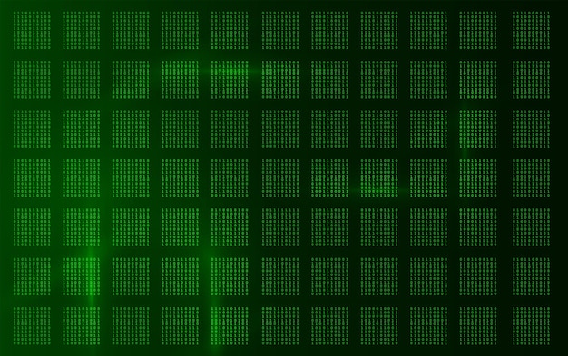 Matrix digital code background with a glowing green grid of binary numbers Abstract futuristic technology concept symbolizing artificial intelligence cyber data and information network systems