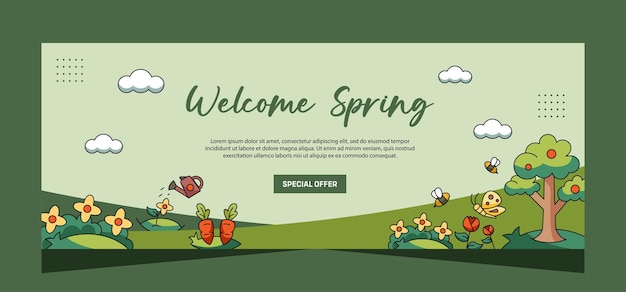 Mẫu banner vector thiết kế ngang mùa xuân
