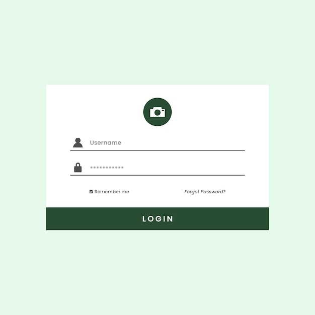 Mẫu biểu mẫu đăng nhập ứng dụng web hiện đại với thiết kế tên người dùng và mật khẩu