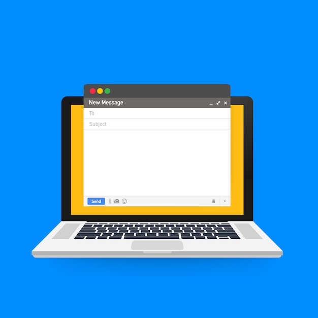 Mẫu email. Cửa sổ trình duyệt email trống.