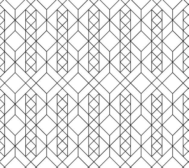 Mẫu hình học liền mạch. Vector nền trừu tượng cổ điển màu đen trắng