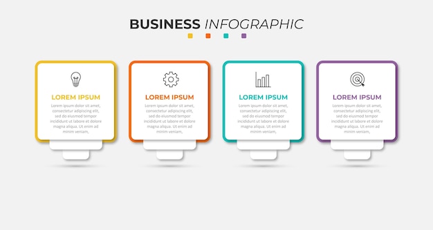 Mẫu infographics kinh doanh bốn bước