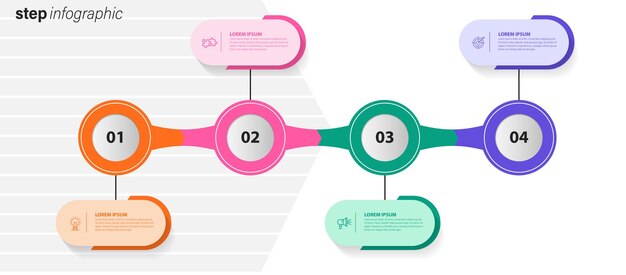 Mẫu thiết kế infographic dòng thời gian vector với nhãn hộp đường kẻ có yếu tố tích hợp