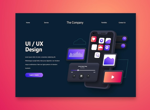 Mẫu trang đích UI/UX gradient